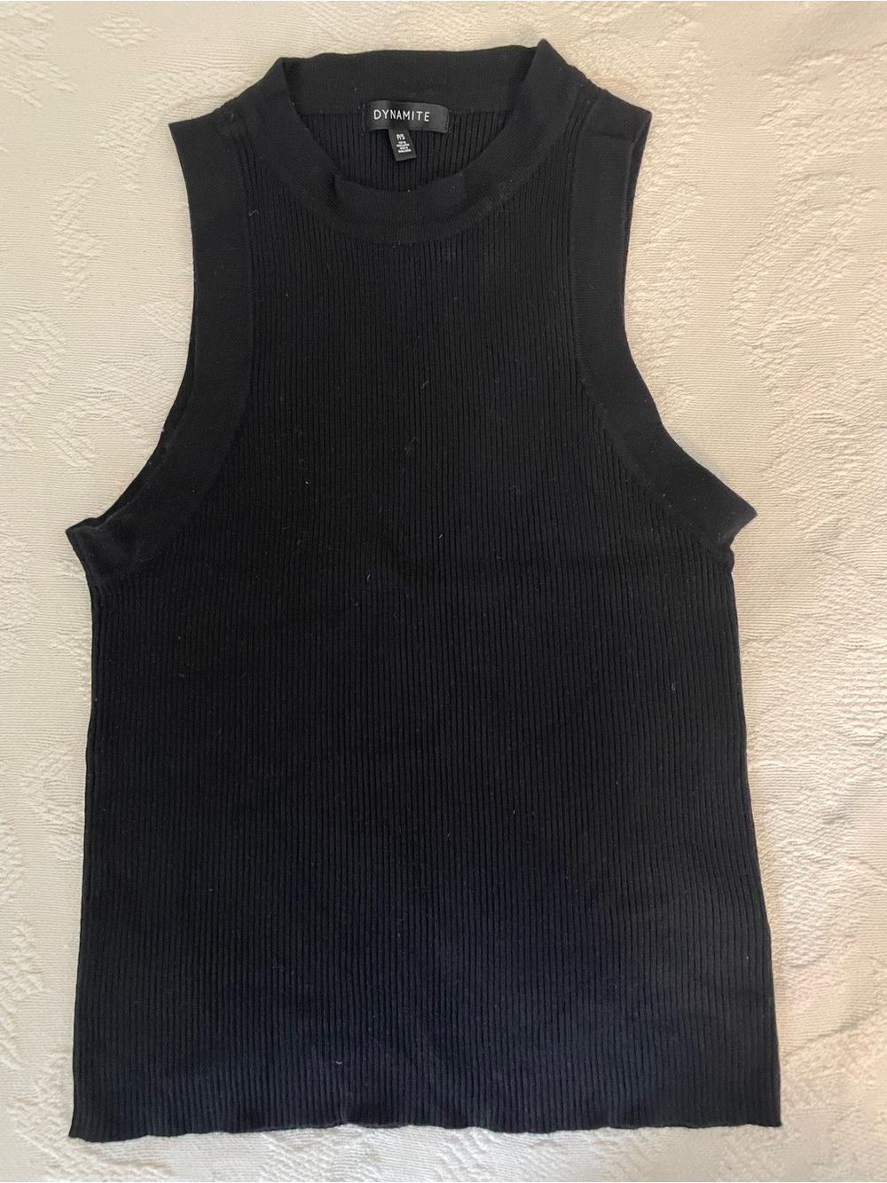 Dynamite Black Ribbed Crewneck Sleeveless Sweater Tank